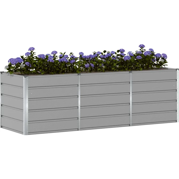 vidaXL Pflanzkübel Hellgrau 240 x 80 x 75 cm Stahl 42018143 – Bild 3
