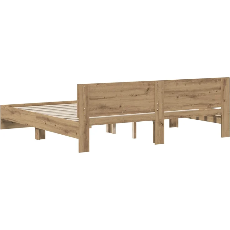 vidaXL Bettgestell mit Kopfteil Artisan-Eiche 200 x 200 cm 3445769 – Bild 6