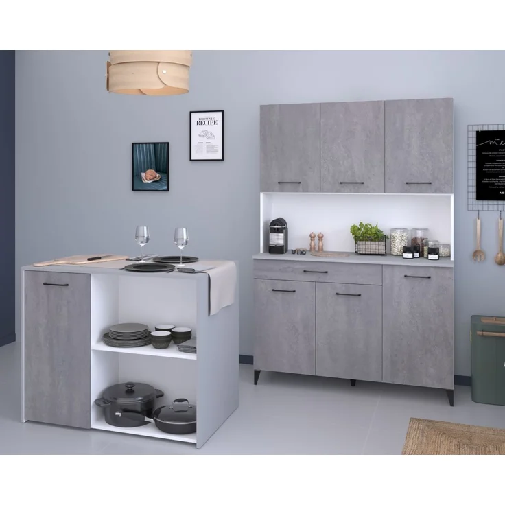 Parisot Küchenschrank Set 2-tlg. Malice in Beton grau und weiß – Bild 5