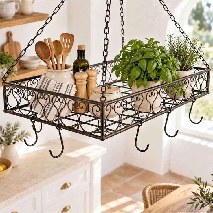 Topfhänger Cocina Pfannenhänger 60 cm Deckenregal Hängeregal Hänger Wurstkrone