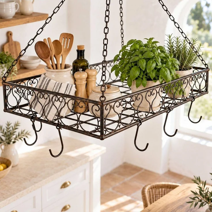 Topfhänger Cocina Pfannenhänger 60 cm Deckenregal Hängeregal Hänger Wurstkrone – Bild 1