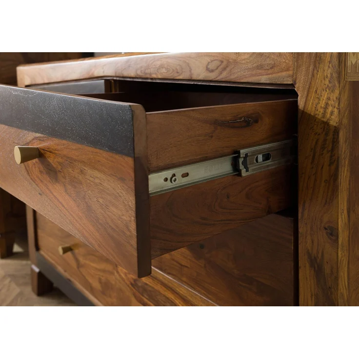 Sideboard Sheesham 110 x 45 x 80 dunkelbraun lackiert ANCONA #220 – Bild 5