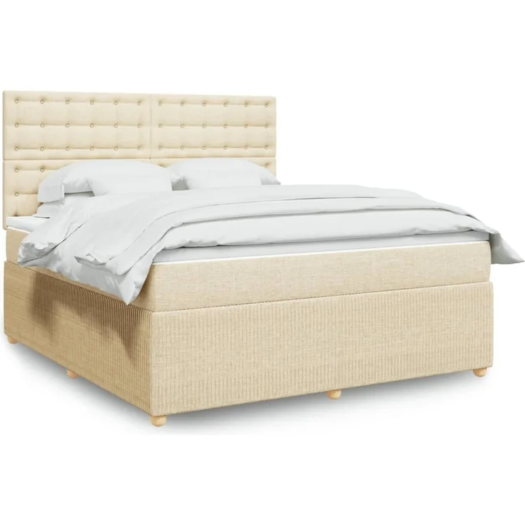 vidaXL Boxspringbett mit Matratze Creme 180x200 cm Stoff 3294454 – Bild 1