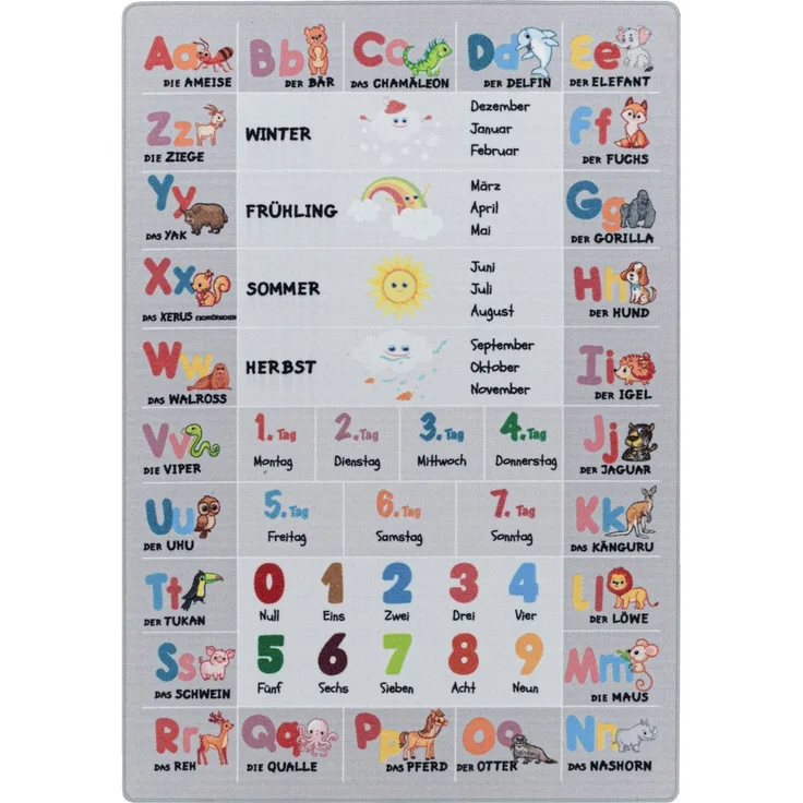 Kinder Teppich Paula rechteckig - 160x230 cm - Grau