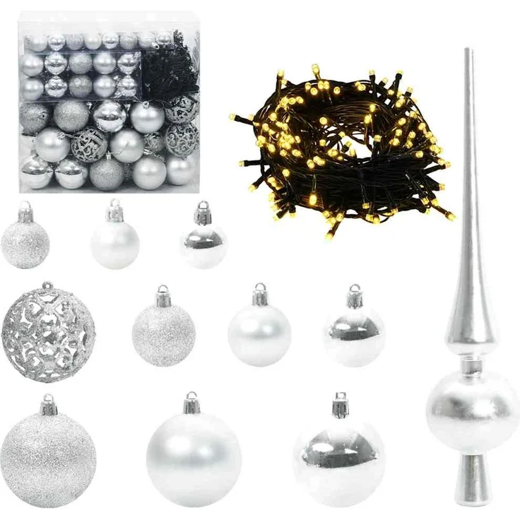 vidaXL Weihnachtsbaum mit LED-Beleuchtung Schwarz 180 cm PVC und Stahl 3396483 – Bild 6