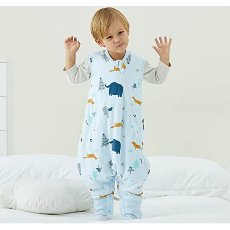 Duomiaomiao Baby Schlafsack, 1x Ganzjahresschlafsack, 2.5tog-elefanten Dschungel, 95cm / Babygröße 100-110cm, 100% Baumwolle – Bild 7