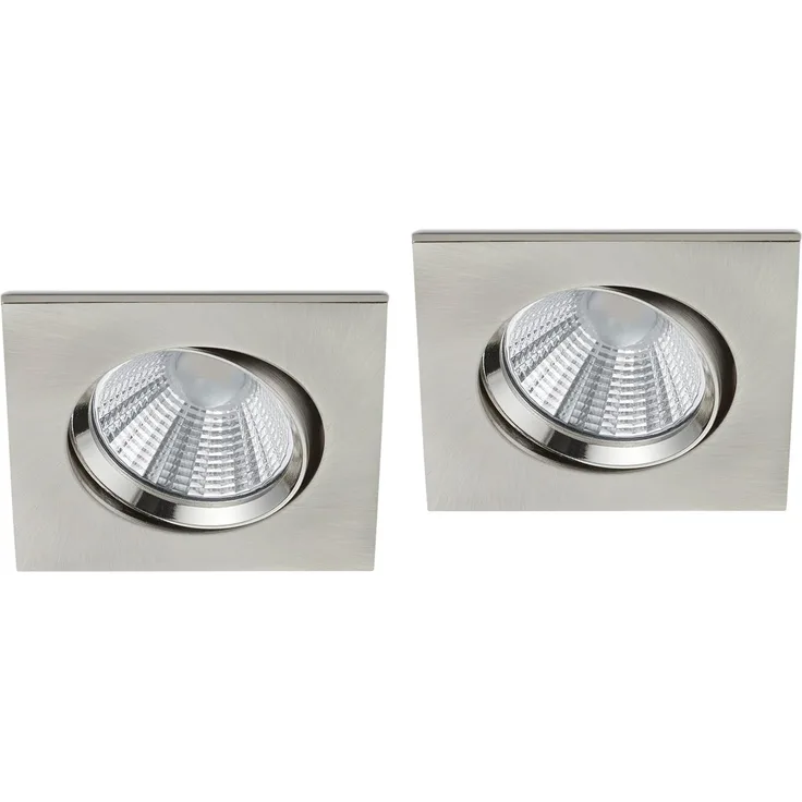 LED Einbaustrahler 2er Set eckig schwenkbar dimmbar Nickel matt 5,5W Deckenlampe