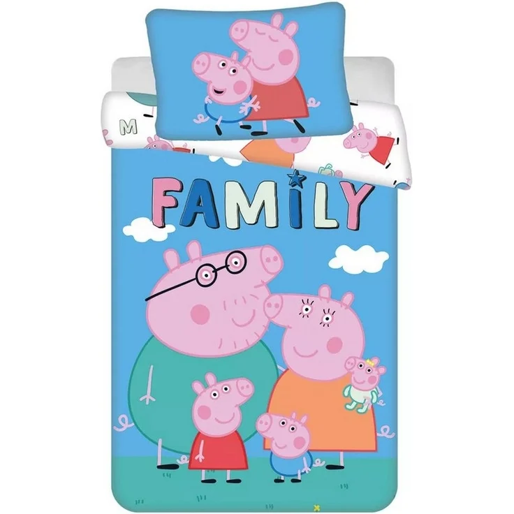 Peppa Pig Kinderbettwäsche Peppa Pig Wutz Schorsch Familie Kinder Bettwäsche Set Wendebettwäsche – Bild 1