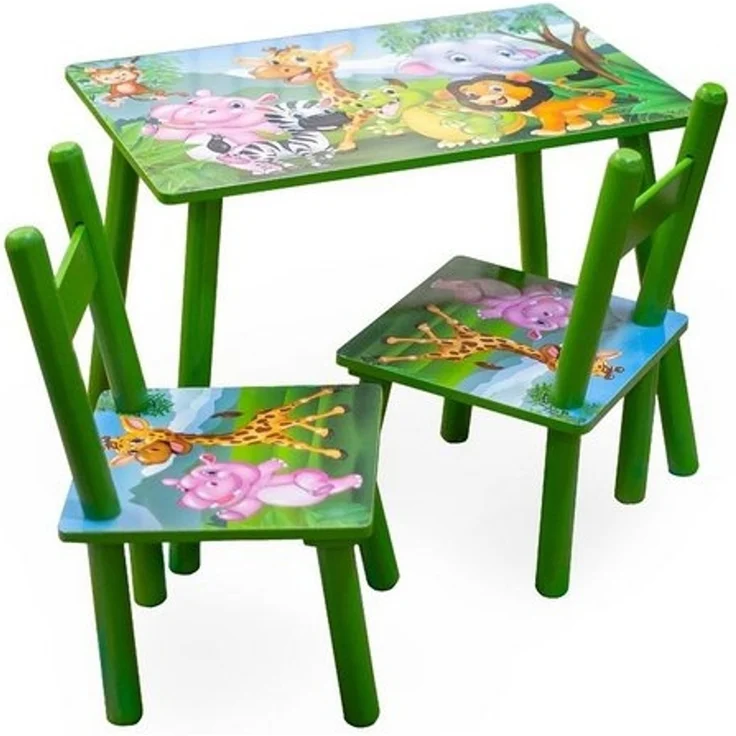 HTI-Line Kindersitzgruppe Kindertischgruppe Dschungel, (Set, 3-tlg, 1 Tisch, 2 Stühle), Kindertisch Kinderstuhl Kindermöbel – Bild 4