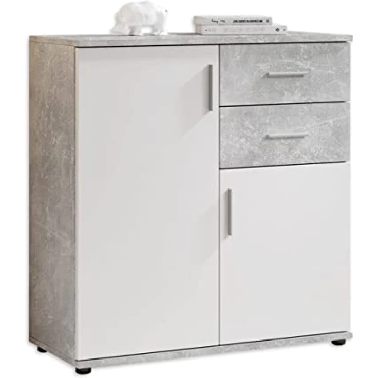 Kommode Benny / Bobby, Holzwerkstoff, Grau, Weiß, 80 x 82 x 35 cm – Bild 2
