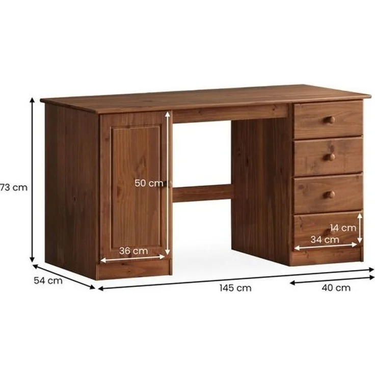 IDIMEX Schreibtisch MANAGER, Bürotisch mit Stauraum, 4 Schubladen & Fach Massivholz Kastanien farb – Bild 4