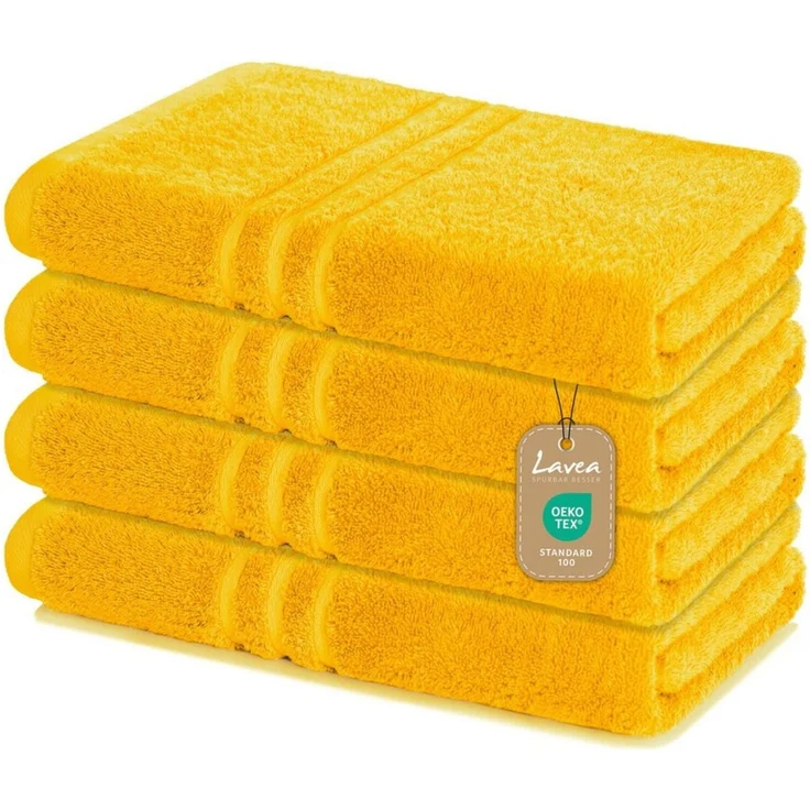 Lavea Duschtücher 4er Set Duschtuch 70 x 140 cm, Elena Frottee Handtücher, (Set, 4-St), Dusch-Handtuch, 500 g/m² Frottier, weich & saugstark, pflegeleicht – Bild 1