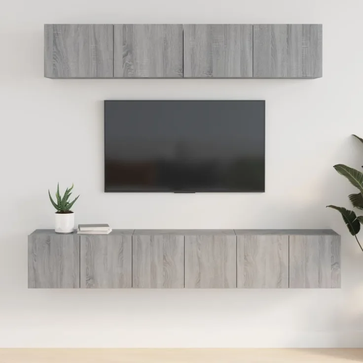 5-tlg. TV-Schrank-Set Grau Sonoma Holzwerkstoff [3114428]
