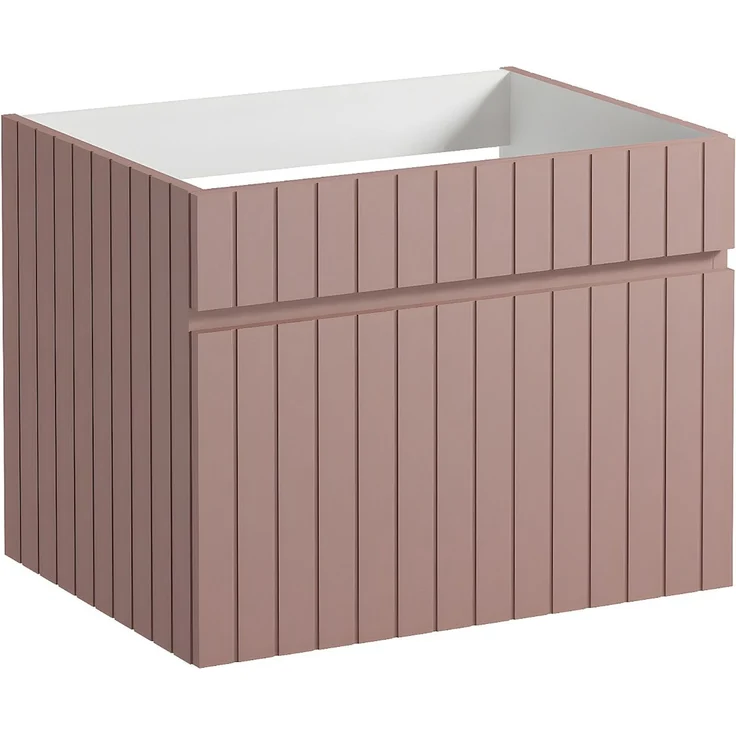 Vente-unique - Waschbeckenunterschrank hängend mit Ablagen & Aufsatzwaschbecken - Streifenoptik - Rosa - 60 cm - SATARA – Bild 5