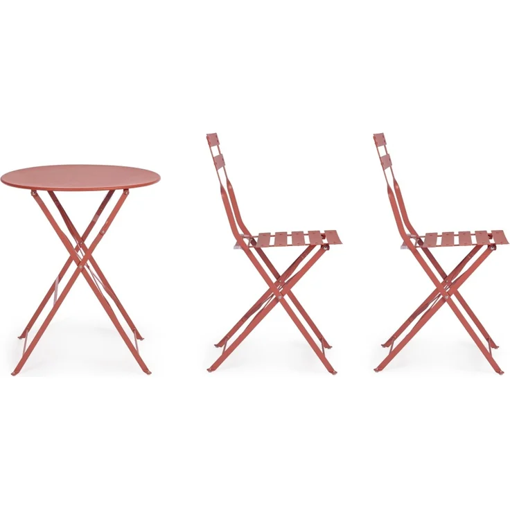 Garten-Set Austin Metall, klassisch klappbar, Terrakotta, Stühle und Tisch für draußen – Bild 9