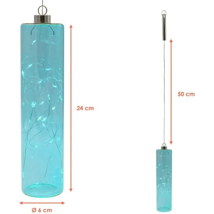 Spetebo LED Pendelleuchte Glas - 24 x 6 cm, mit Timer, LED fest integriert, warm weiß, Hängelampe Batterie betrieben – Bild 4