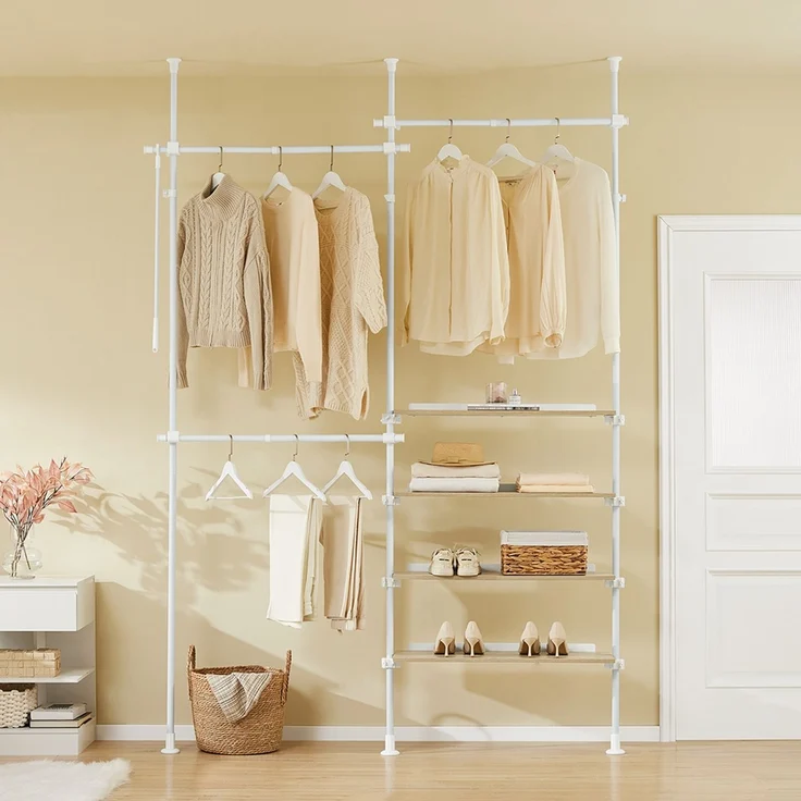 SoBuy KLS17-WN Garderobenständer, Metall, Pulverbeschichtung, Weiß, 151 x 214 x 54 cm – Bild 4