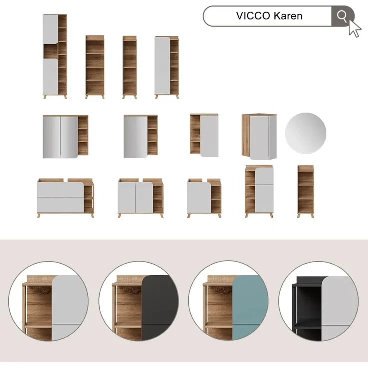 Badregal Karen Sonoma/Weiß 40 x 128 cm mit 4 Fächern Vicco – Bild 8