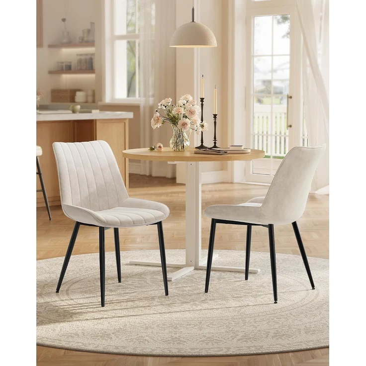 SONGMICS Esszimmerstuhl 4er Set, Küchenstuhl, Polsterstuhl, bis 120 kg belastbar, Stahlbeine, Gebogene Rückenlehne, für Esszimmer, Küche, cappuccinobeige-tintenschwarz – Bild 7