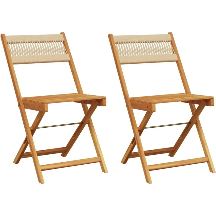vidaXL Bistrostühle 2 Stk. Beige Massivholz Akazie und Kordel 367680 – Bild 8