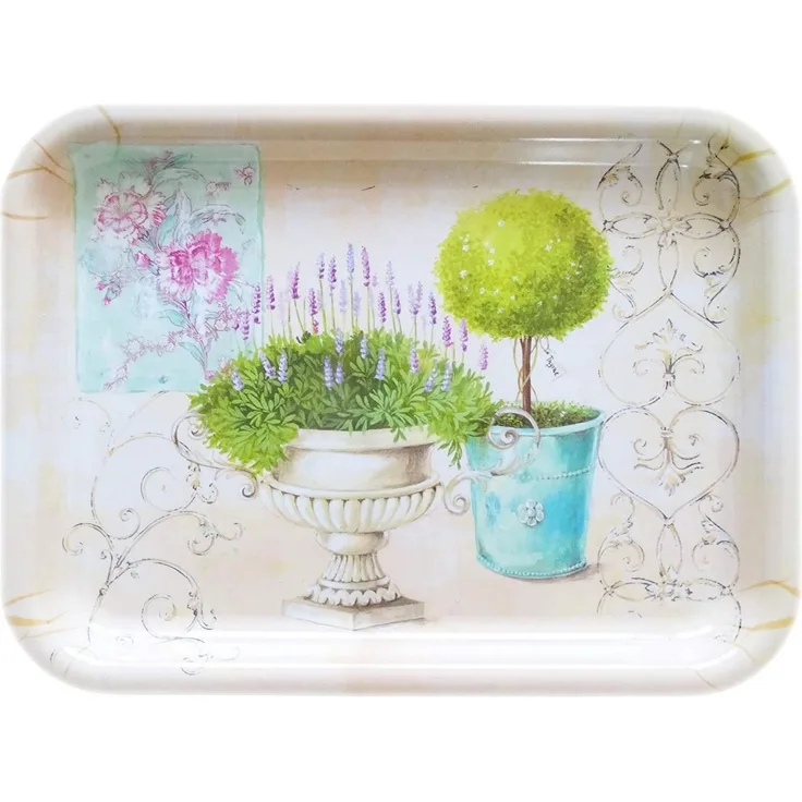 Lashuma Tablett Garten, Kunststoff, (1-tlg), Hell gelbes Dekotablett für Küche 31x23 cm