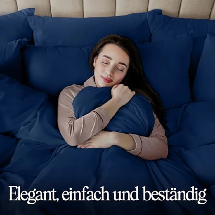 Utopia Bedding Bettwäsche 135x200 Set - Mikrofaser Bettbezug 135x200 cm + 1 Kissenbezug 80x80 cm -Blu Navy – Bild 10