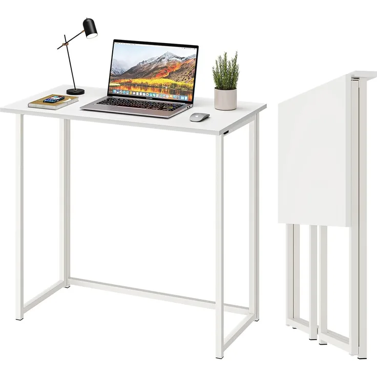 Dripex Faltbar Tisch Schreibtisch Computertisch für Homeoffice Arbeitszimmer Klappbar PC Tisch (Weiß)