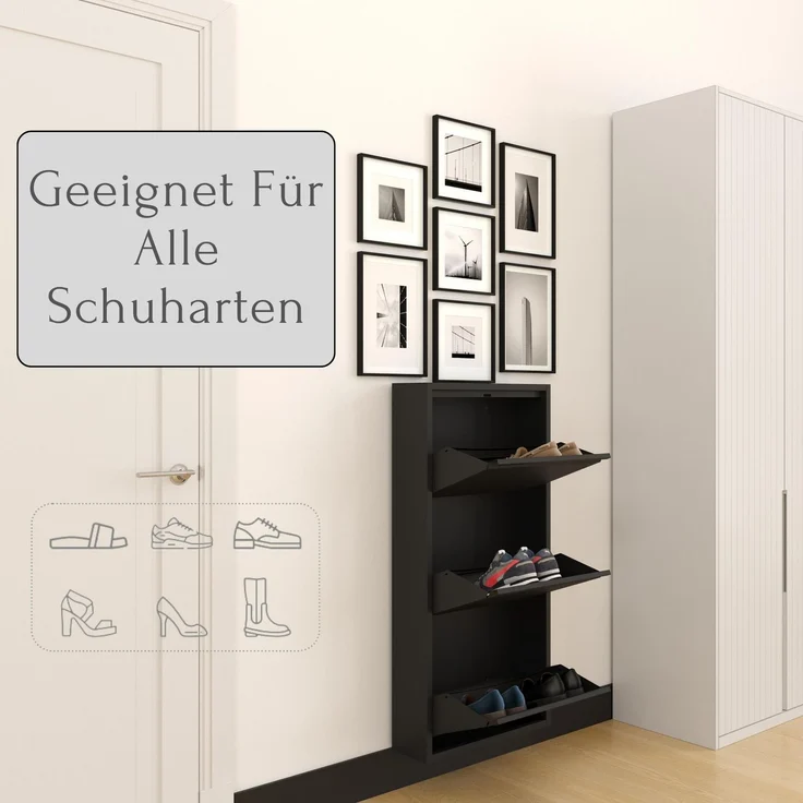 Schuhkipper, Metall 50 x15 x103,5 cm, schwarz RAL 9005 – Bild 1