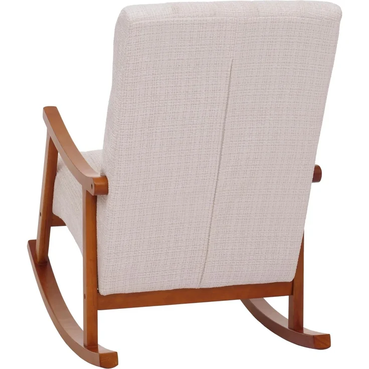 Schaukelstuhl HWC-K10, Relaxsessel, Holz FSC® Stoff/Textil Chenille (465g/m²) ~ creme, Gestell Walnuss-Optik – Bild 6