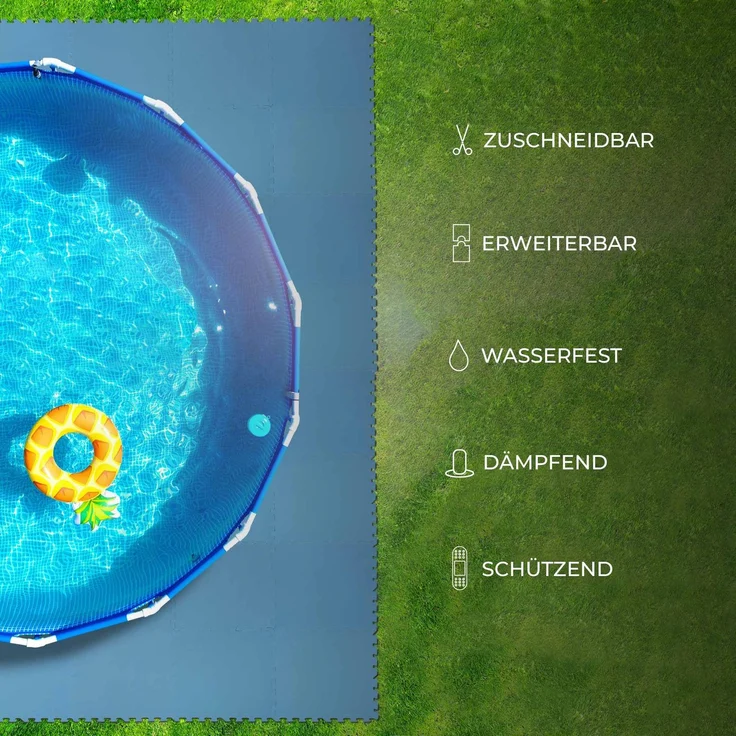 Pool-Bodenschutzmatte, Unterlegmatte zum Schutz ihres Pools, 8 Stück ( 50x50x0,4 cm ) - 2m² - Robustes Stecksystem beliebig erweiterbar Blau 50x50cm (8 Stück - 2m²) – Bild 5