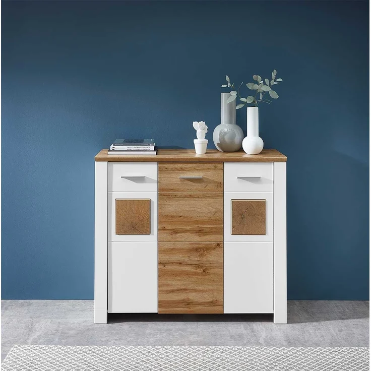 Kommode vito Materio, Holzwerkstoff, Kunststoff, Weiß, Holzfarben, 122 x 105 x 39 cm – Bild 3
