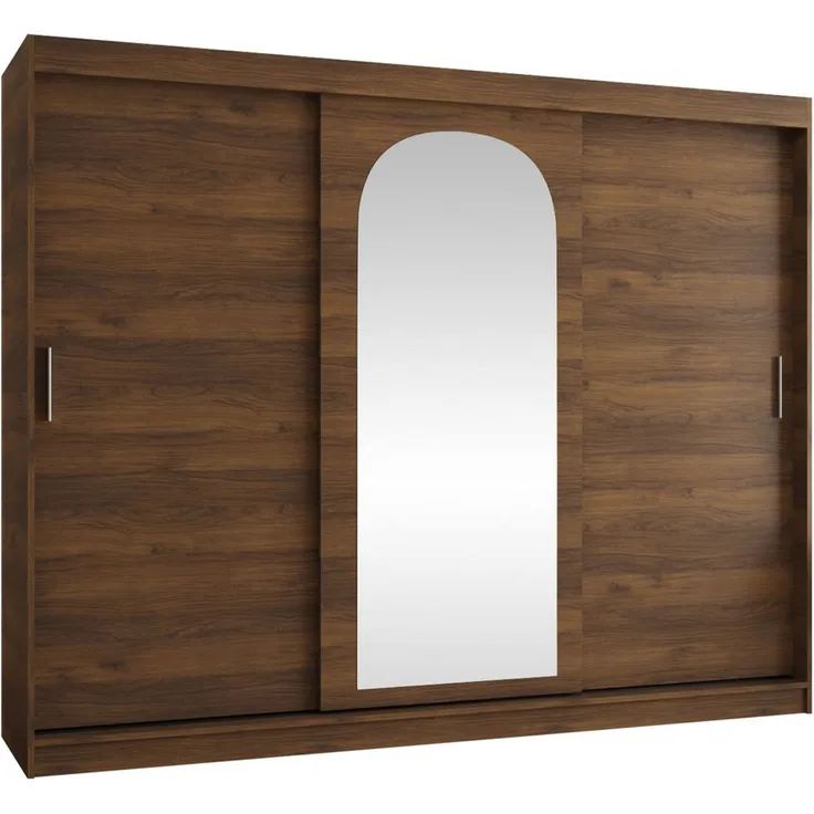MIRJAN24 Kleiderschrank Selfie 250 cm (mit drei Schiebetüren) 250x62x200 cm, Frontspiegel