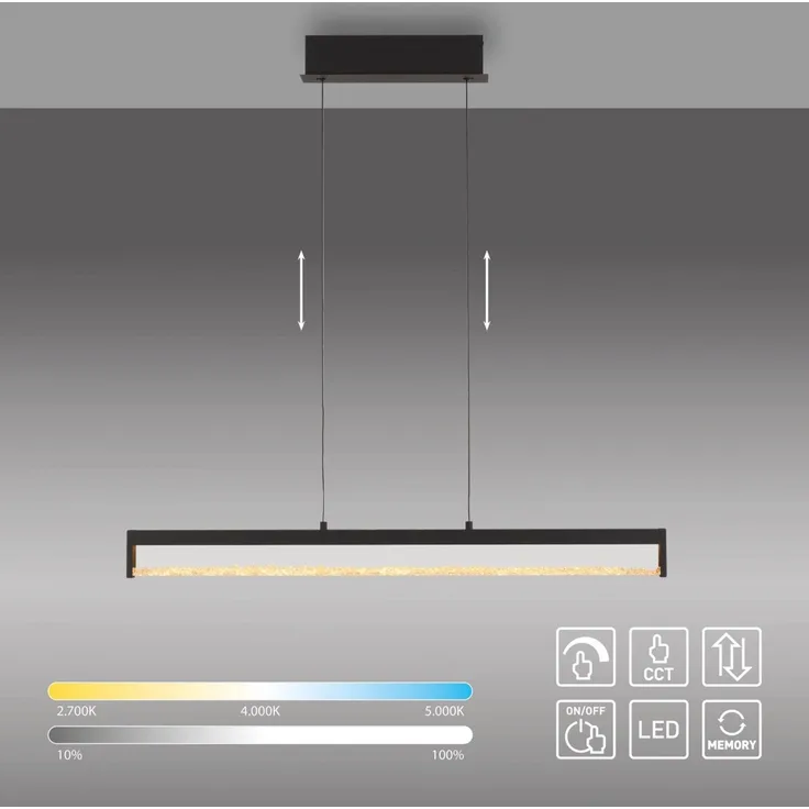 JUST LIGHT 11023-18 SPLENDA LED Pendelleuchte CCT schwarz Comfort-Lift