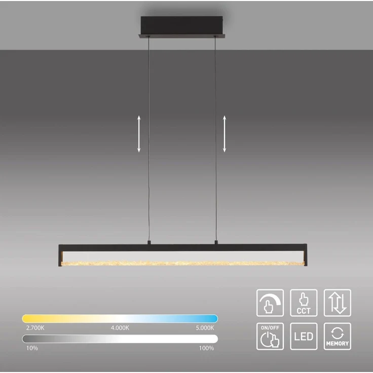 JUST LIGHT 11023-18 SPLENDA LED Pendelleuchte CCT schwarz Comfort-Lift – Bild 1