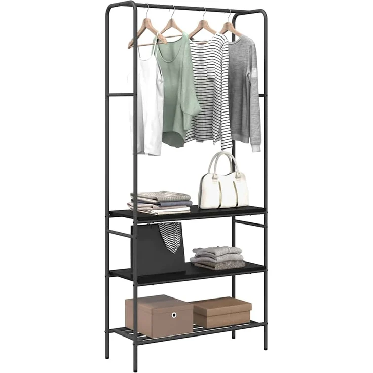 vidaXL Kleiderständer mit Regal Schwarz Eichen-Optik 77 x 30 x 171 cm 868463 – Bild 2