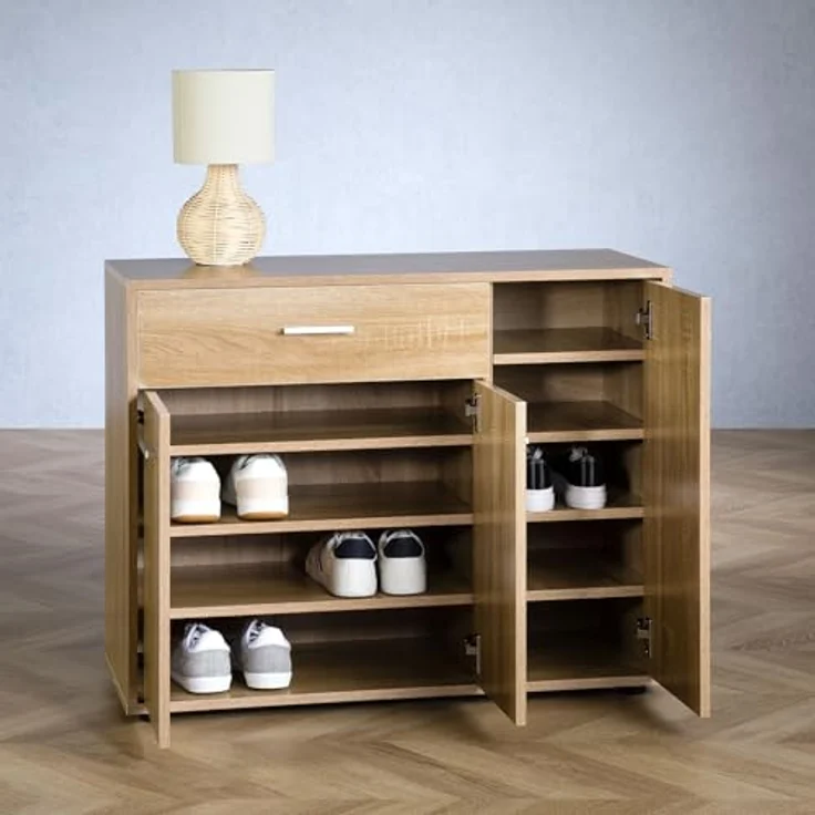 CARO-Möbel Schuhschrank DEUSTO Schmale Flurkommode mit Schublade und 3 Türen eicheoptik – Bild 7