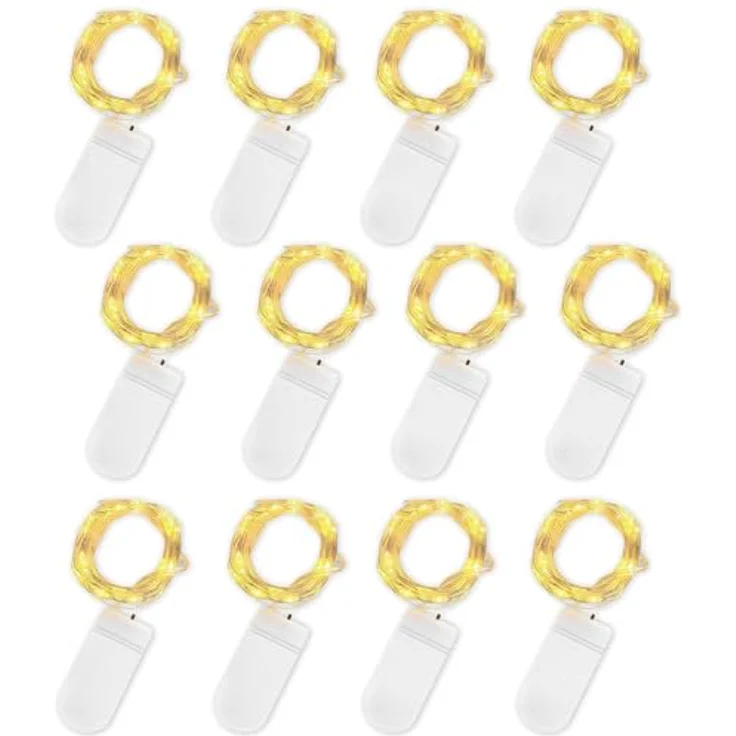Jsdoin LED Mini Lichterkette mit Batterie, 12x20er Micro Lichterkette außen Batterie, 2M DIY kleine Lichterketten Wasserdicht für Party Hochzeit Weihnachten Beleuchtung Deko (WarmWeiß) – Bild 1