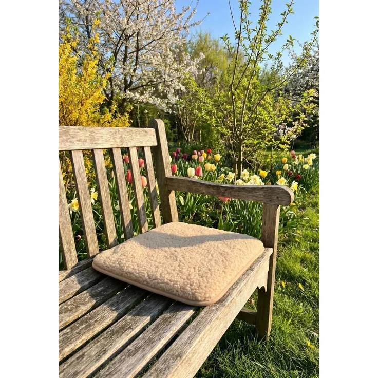 Sitzkissen aus Merinowolle 40x40 cm Beige – Bild 6