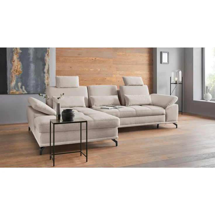 Places of Style Ecksofa Costello L-Form, mit Sitztiefenverstellung, Armteilverstellung und, 3 Nierenkissen, optional Bettfunktion und Bettkasten – Bild 2