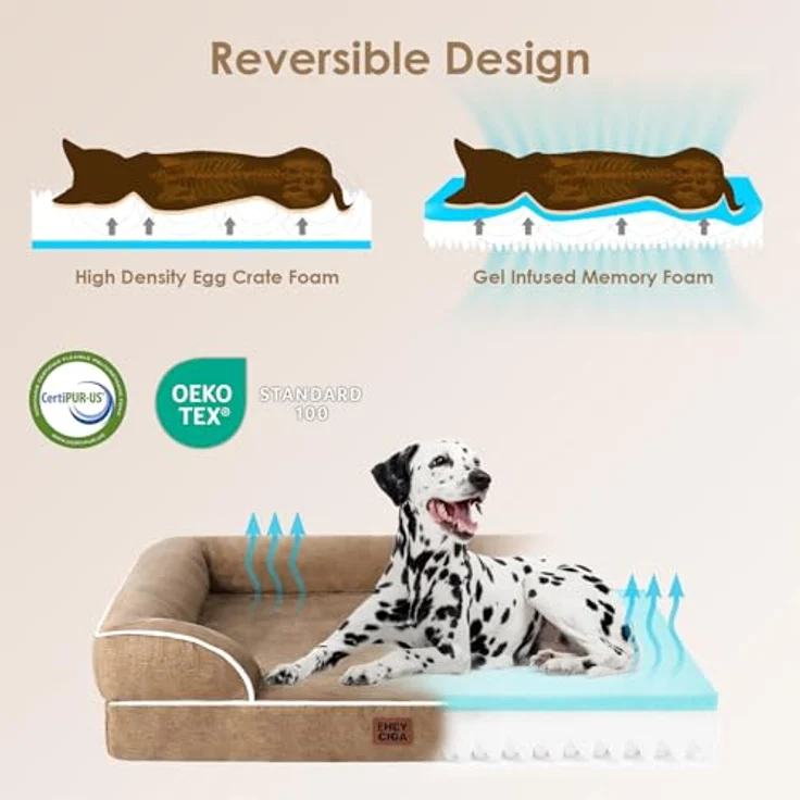 EHEYCIGA Orthopädisches Hundebett Kleine Hunde, Memory Foam, Mittelgroße Hunde, Waschbar, Wasserdicht rutschfest, mit Hohem Rand – Bild 3