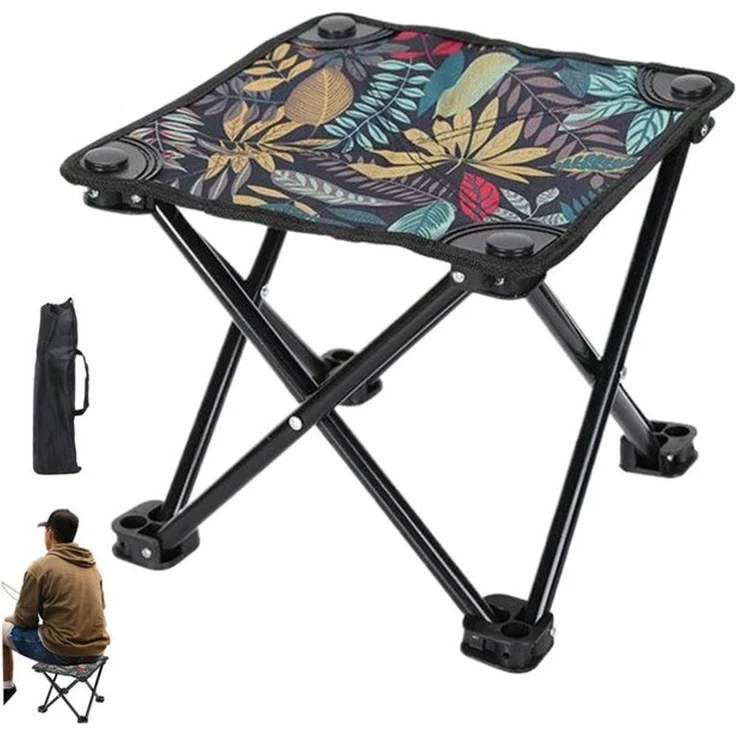 SURFOU Campinghocker Klappbarer Camping-Hocker aus Oxford-Stoff mit Tragetasche– Leichter (Kleiner Outdoor-Hocker, 34x32x32cm, Ahornblattklapphocker hält 100 kg, tragbarer, Oxford tragbarer Stuhl mit Metallrohr zum Rucksack, Camping, Fischen mit Aufbew... – Bild 4