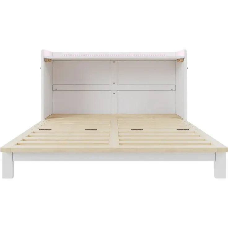 Schrankbett mit Mehrfachsteckdose, Schublade und RGB LED-Streifen, 140x200cm, Wandklappbett, horizontal klappbar, platzsparend – Bild 9