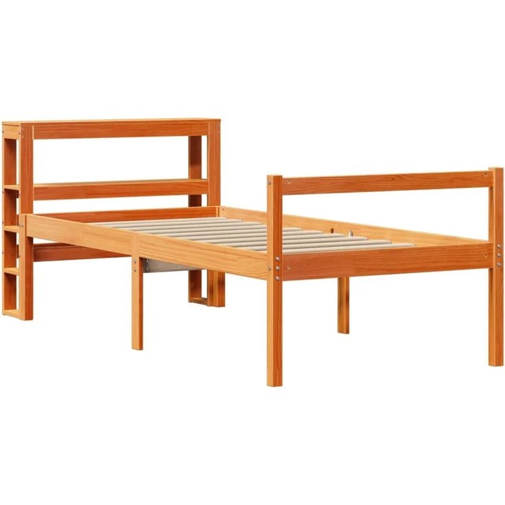 Einzelbettgestell Design für Erwachsene mit Kopfteil ohne Matratze Wachsbraun 75x190 cm d3118e – Bild 3