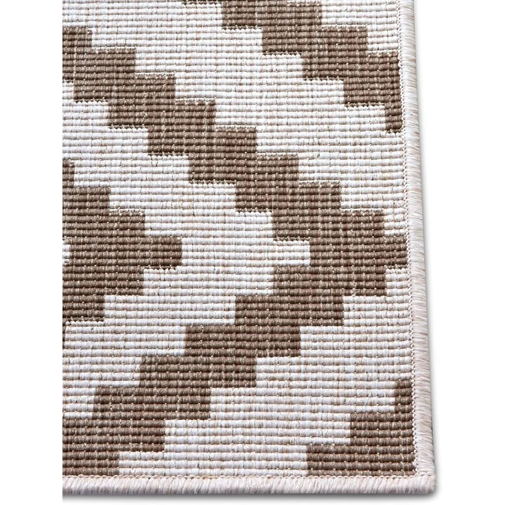 NORTHRUGS In- und Outdoor Teppich Malta 80x150 cm - Wendeteppich Wetterfest Modernes Geometrisches Muster Teppich für Balkon Terrasse Garten Wintergarten Wohnzimmerteppich Wasserfest in Linen – Bild 6