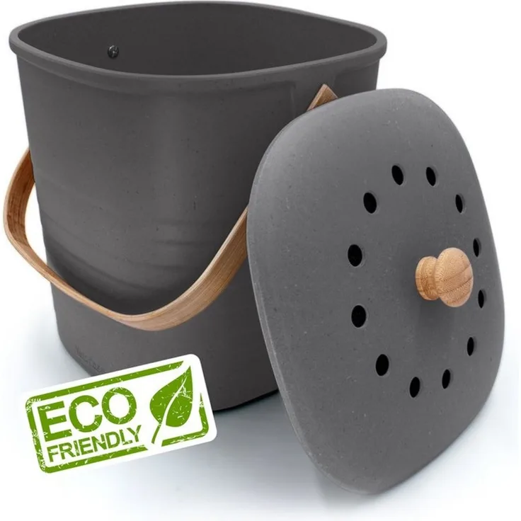 YourCasa Biomülleimer YourCasa® Biomülleimer Küche Klein 4L nachhaltig mit Akivkohlefilter, Fassungsvermögen 4 Liter, Nachhaltige Materialien