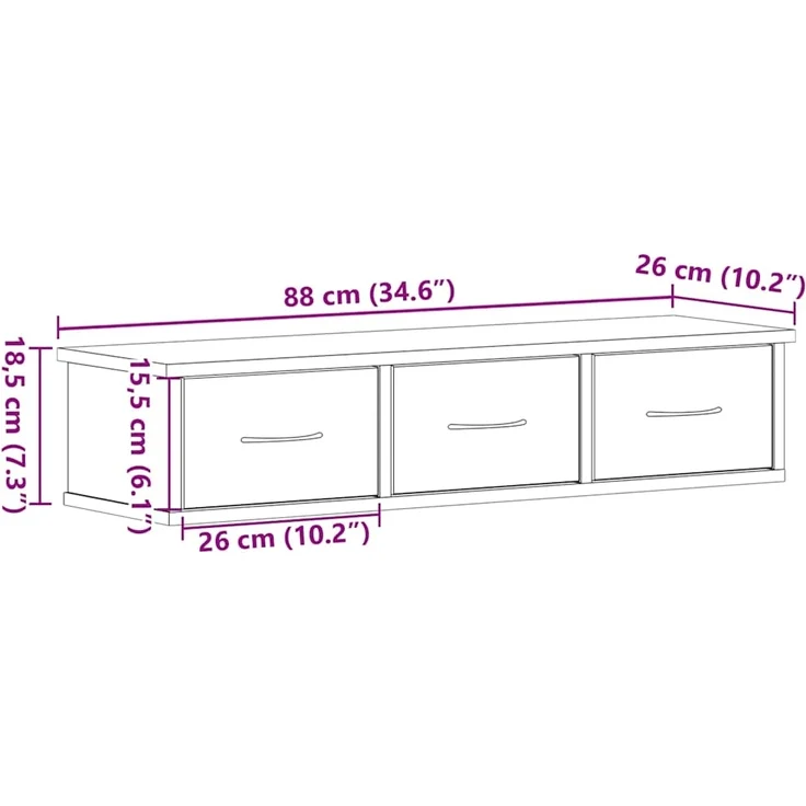 vidaXL Wandschrank Schwarz Eichen-Optik 88x26x18,5 cm Holzwerkstoff 861994 – Bild 10