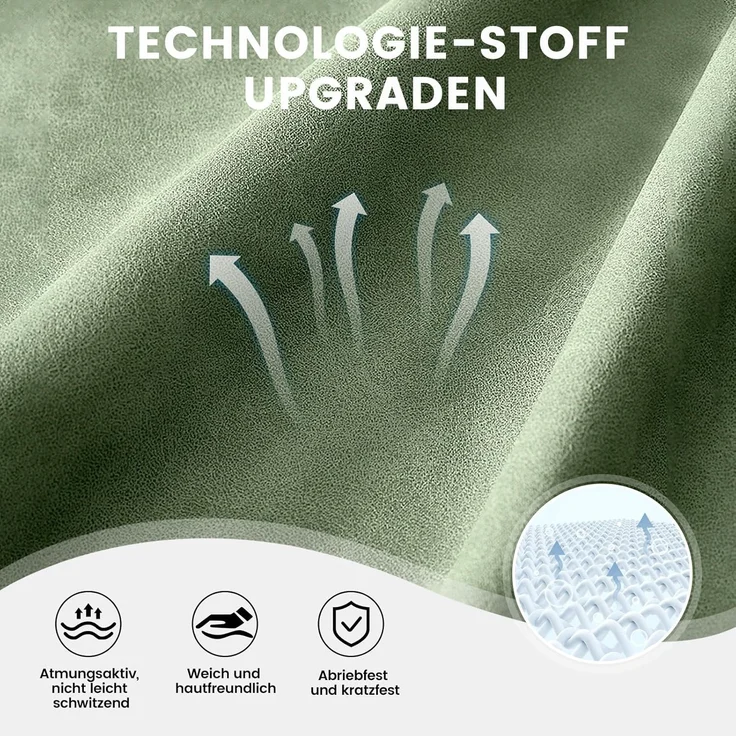 GTPLAYER Gaming Stuhl Stoff, Gaming Sessel mit Taschenfederkissen, ergonomischer Drehstuhl, Gamer Stuhl mit Fußstütze150 kg Belastbarkeit, grün – Bild 9
