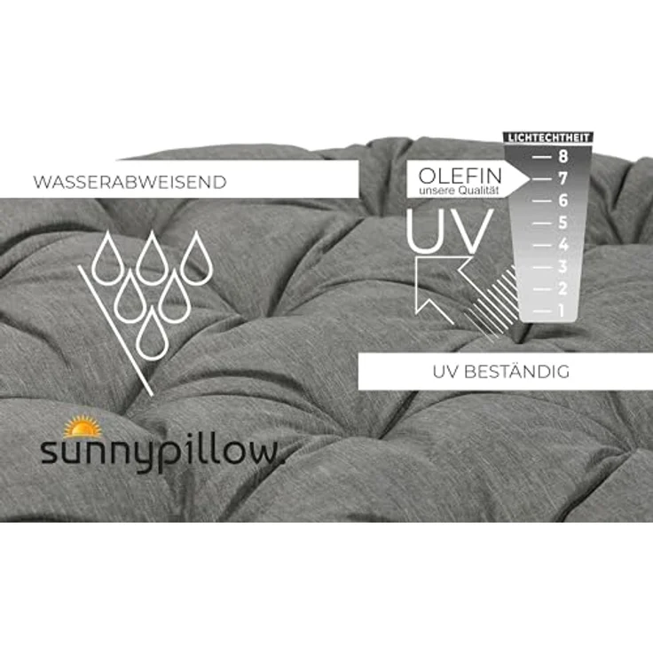 sunnypillow Sesselauflage Polster für Papasansessel, rund Durchmesser 120 cm Dicke 15cm, GRAU – Bild 4