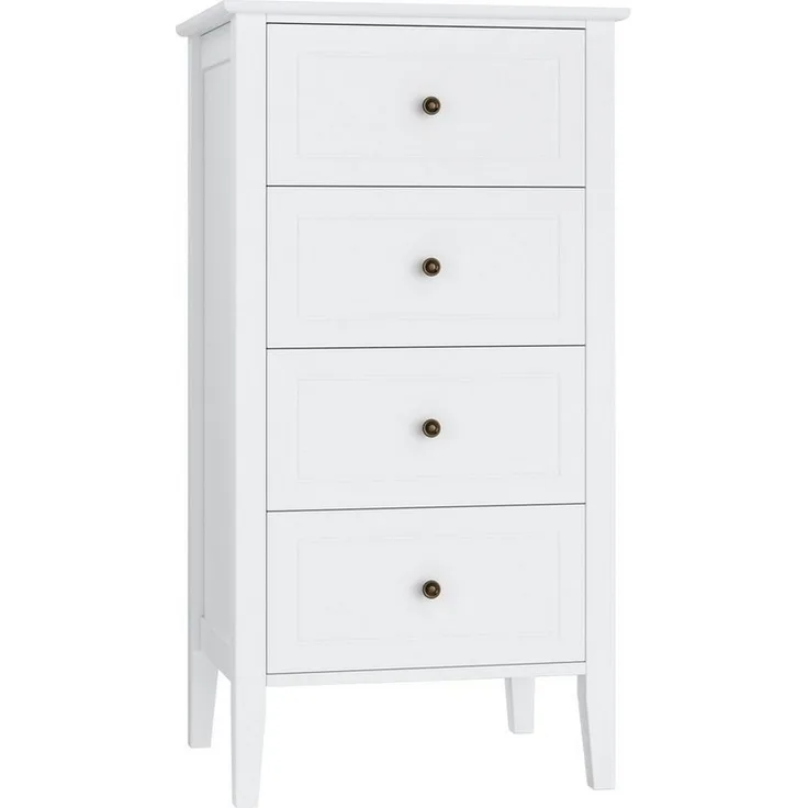 Homfa Kommode, Kommode mit 4 Schubladen, Schubladenschrank schmal, weiß, 50x40x95cm