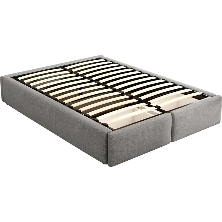 Futonbett mit Bettkasten, Lattenrost und Schubladen, 140x200 cm, Bezug, Leinen – Bild 8